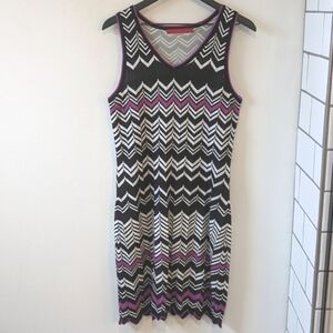Krimson Klover Cotton Blend Sleeveless Chevron Multi Colored Stripe Dress